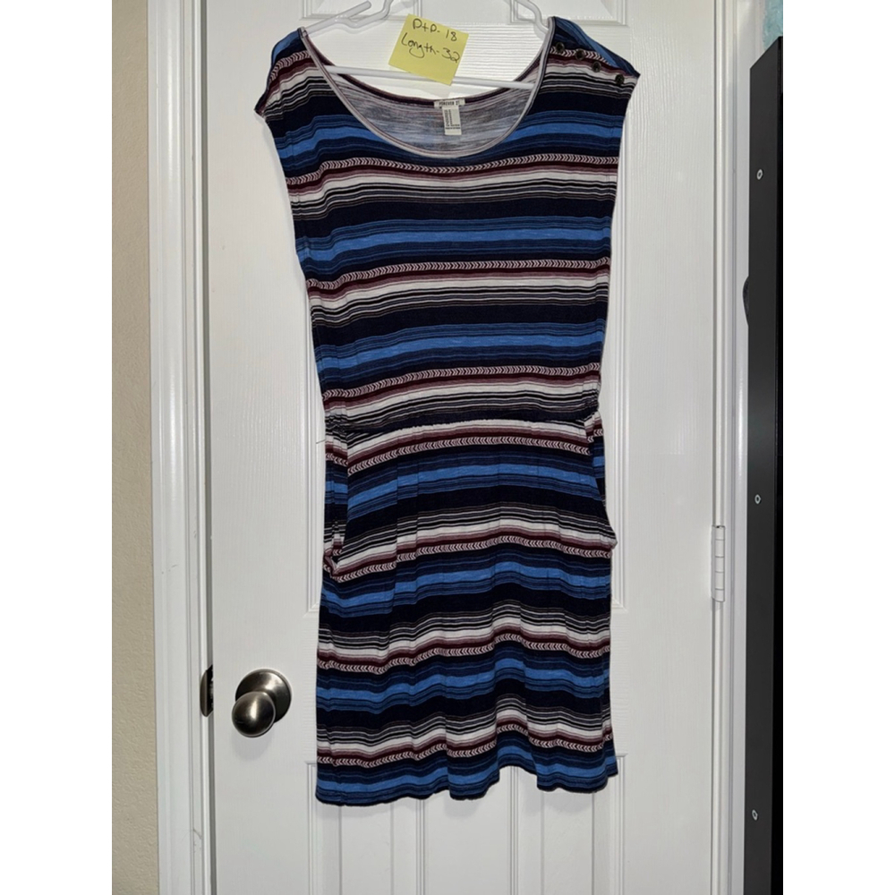 Women's Forever 21 Blue Burgundy Striped Mini Dress M
